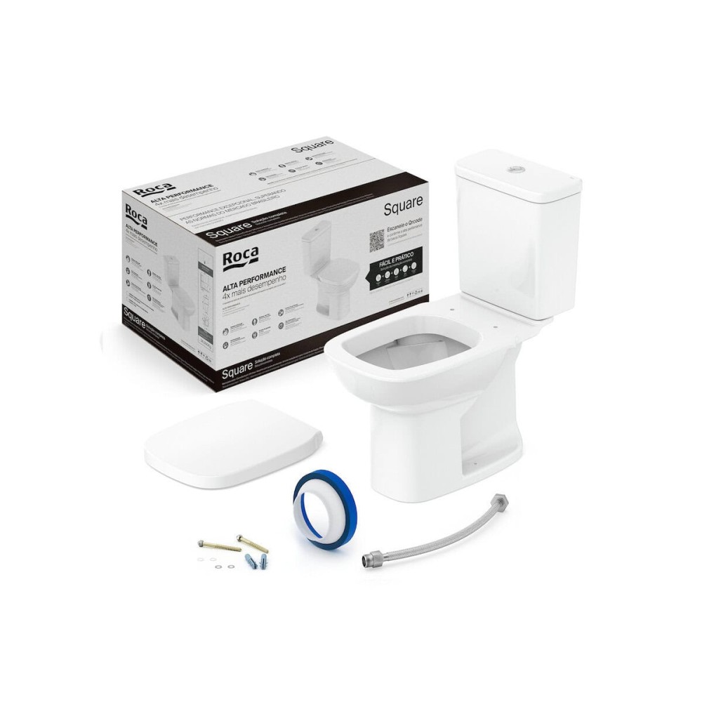 Kit Bacia Caixa Acoplada Itens De Instalação Square Branco Brilhante C329723003 - Roca