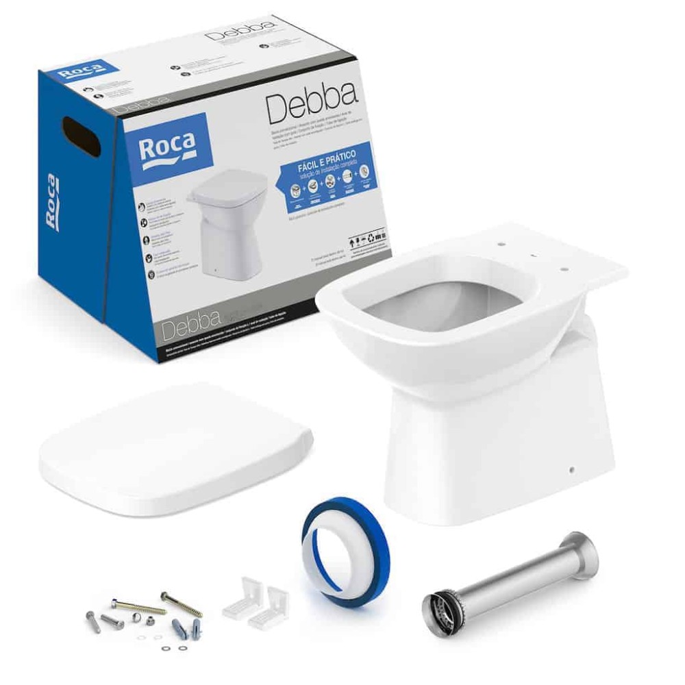 Kit Bacia Convencional Completo Assento Termofixo Debba Classic Branco Brilhante C329727000 - Roca