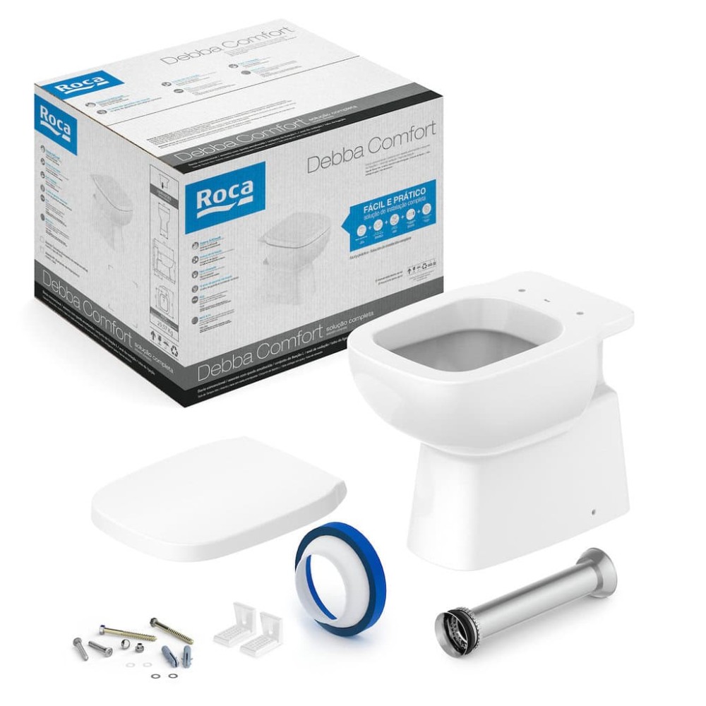 Kit Bacia Convencional Completo Assento Pp Debba Confort Branco Brilhante C329727016 - Roca