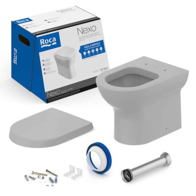 Kit Bacia Convencional Completo Assento Termofixo Nexo Stone C343727013 Roca