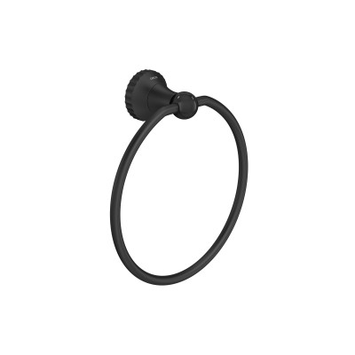 Porta Toalha Argola Black Matte Pérola Deca 2050.BL108.MT
