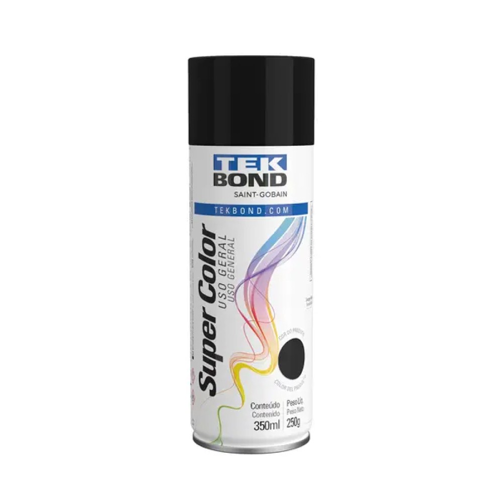 Tinta Spray Uso Geral Preto Fosco 350ml / 250g - Tekbond